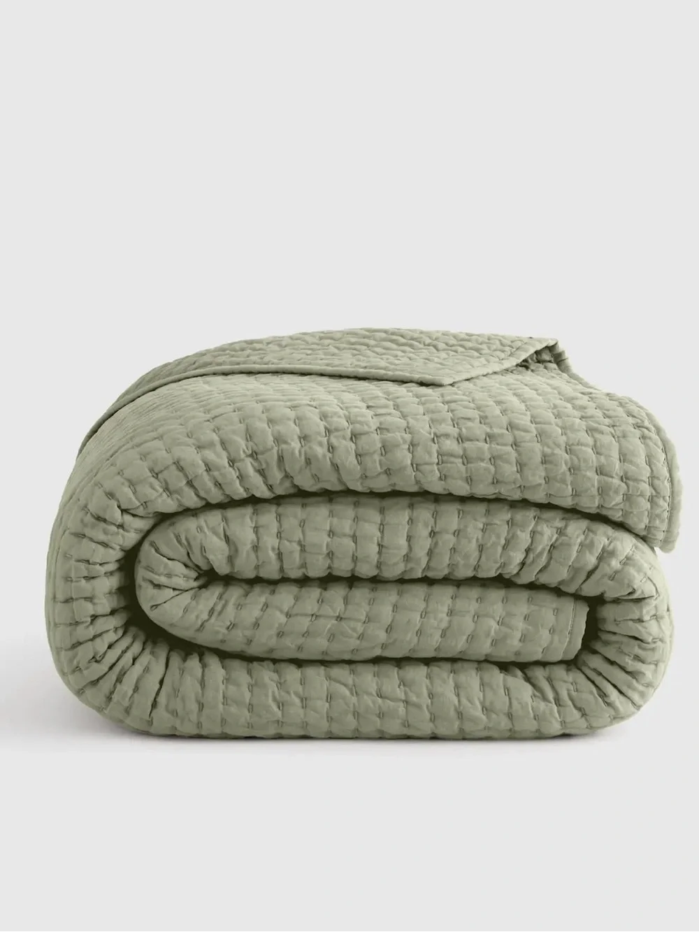 Quince NWOT European Linen Cotton Stitch Quilt Sage Green. No Shams